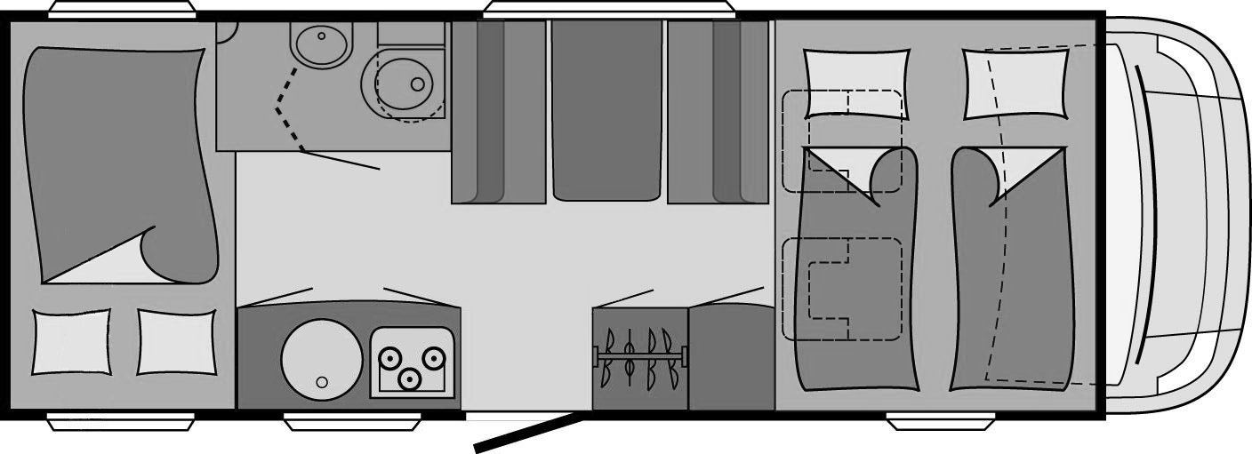 camping-car J5 2.5L turbo diesel challenger 450 SX - le plan général